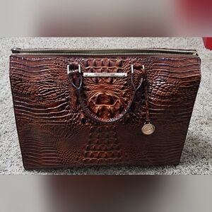 Brahmin Brown Croc-Embossed Satchel